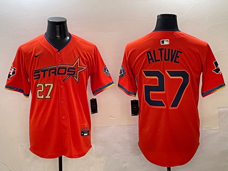 Men Houston Astros #27 Altuve Orange Five generation Joint Name Nike 2025 MLB Jersey style 3